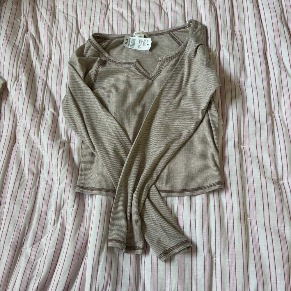 Women's Beige Long Sleeve Top